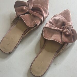 Aldo Women's Velvet Pink Mules with Bow